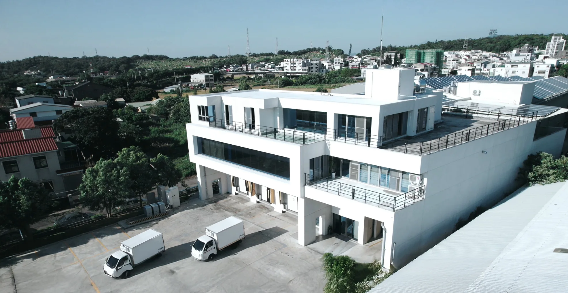 Aerial view of BKD soy milk factory